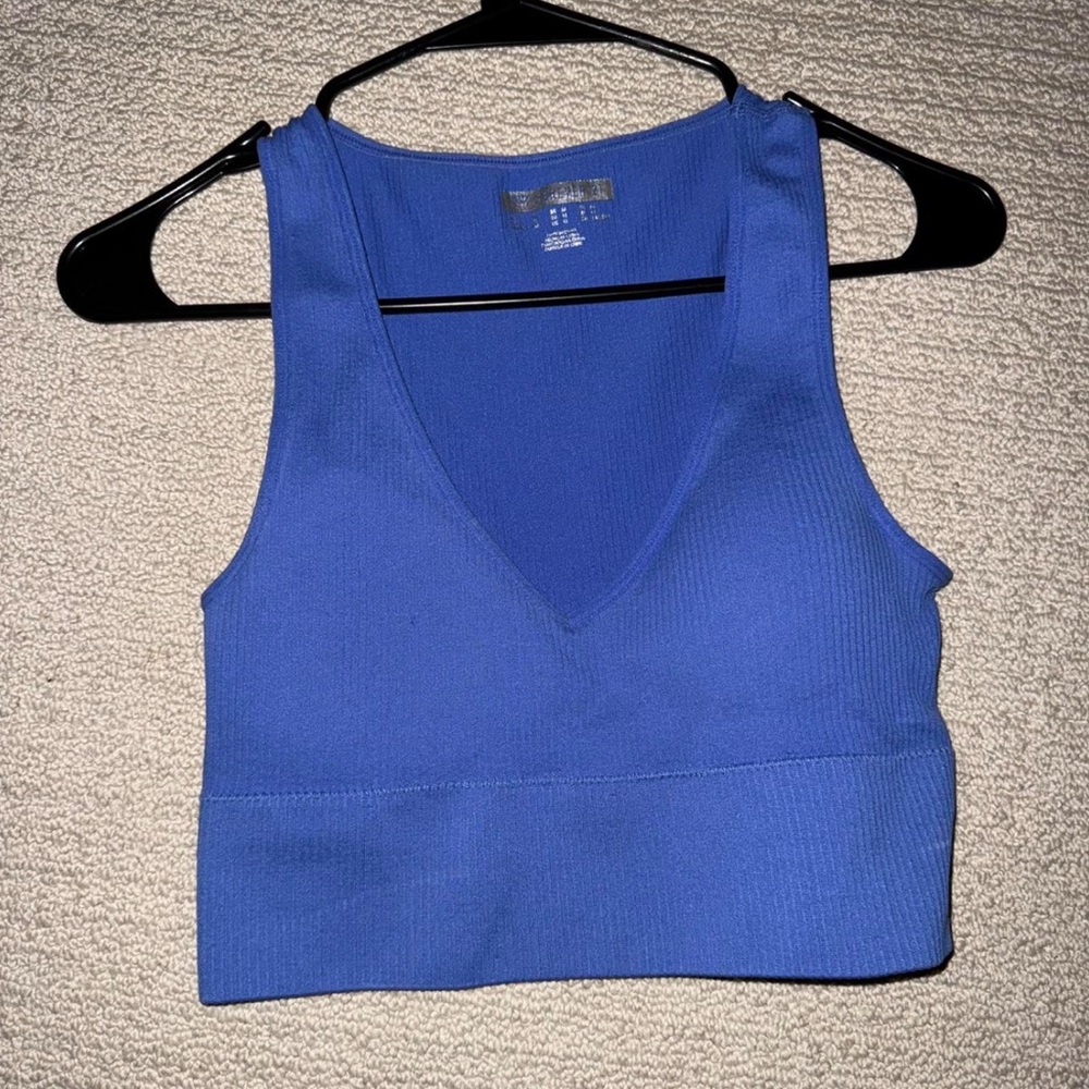 Forever 21 Seamless Ribbed Sports Bra Blue Moon - M